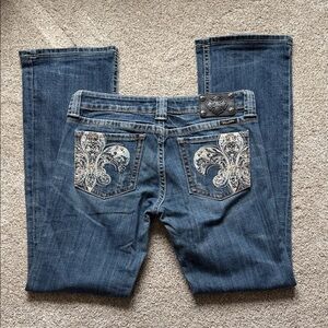 Miss Me Women’s Embellished Fluer-De-Lis Bootcut Denim Black Label Jeans Size30